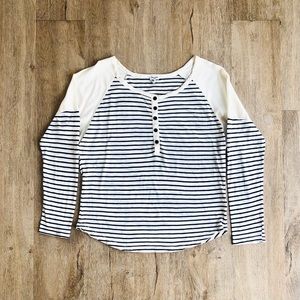 Splendid Stripe Henley Long-Sleeve Tee